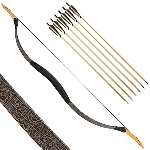 SHARROW Traditioneller Bogen Recurve Bogen und Pfeile Set Langbogen 20-50lbs Handgemacht Holzbogen Reiterbogen Sportbogen Jagdbogen für Erwachsene und Anfänger (25lbs, Typ 1) von SHARROW