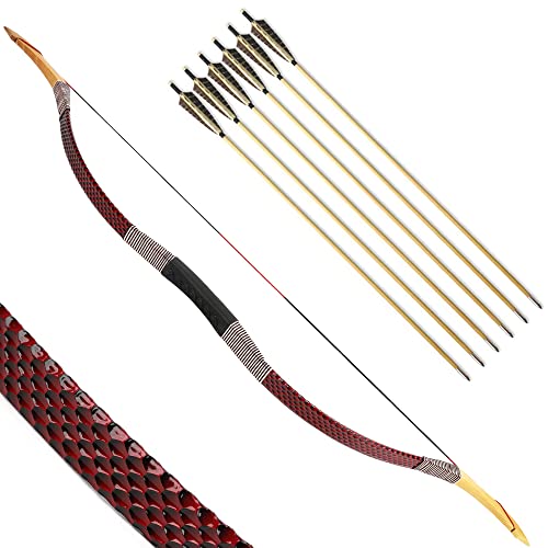 Traditioneller Bogen Recurve Bogen und Pfeile Set Langbogen 20-50lbs Handgemacht Holzbogen Reiterbogen Sportbogen Jagdbogen für Erwachsene und Anfänger (40lbs, Typ 7) von SHARROW