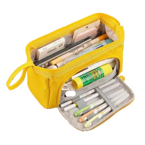 Federmäppchen Federmäppchen, große Kapazität, Kosmetiktasche, süße Tasche, Box, zurück zur Schule, Stifttasche, Zubehör, Schreibwaren für Studenten(Yellow) von SHBHWS