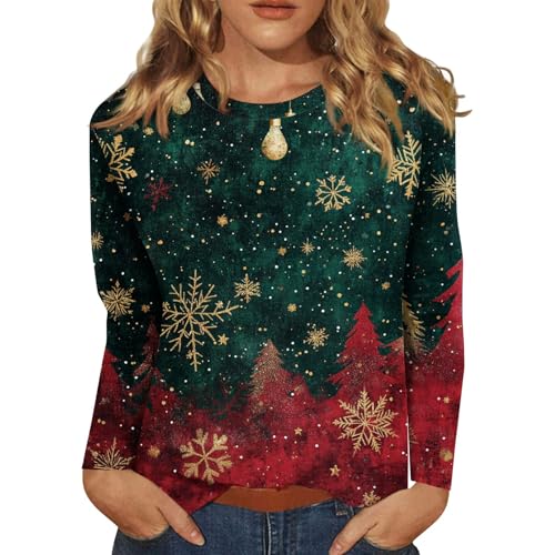 10 Euro Gutschein, Weihnachtspullover Familie Set Weihnachtsoutfit Damen Weihnachtsbluse Ugly Weihnachten Drucken Rundhals Langarm Casual Christmas Pulli Weihnachtsshirt damen Damenblusen Herbst von SHE.White