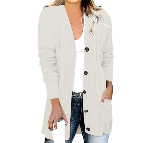 Angebote, Damen Strickjacke Trainingsjacke Damen Strickjacken Für Damen Strickjacke Elegante Locker Lässig Leichtes Frauen Herbst Langarm Pullover Wintermantel Damen Lang Leichte Sommer Strickjacke von SHE.White