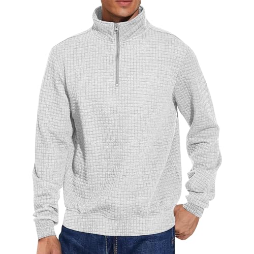 Angebote, Norweger Pullover Herren Pullover Herren Pullover Langarm Herren Vintage Stehkragen Kariert Pulli Mit Half Reißverschluss Sweatshirt Hoodie Reißverschluss Sweatshirt Herren von SHE.White