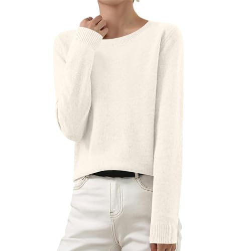 Angebote, Pullover Cashmere Pullover Damen Strickpullover Damen Einfarbig Pullover Oversized Pulli Elegant Langarm Sweatshirt Winterpullover Damen Warm Sweatshirts Für Damen von SHE.White