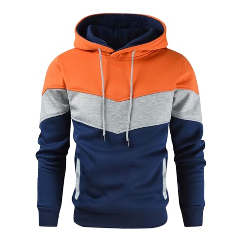 Angebote, Sweatshirts Für Herren Kapuzenpullover Für Herren Herren Kapuzenpullover Farbblocking Soft Fleece Kapuzenpulli Mit Tasche Outdoor Oversize Hoodie Ski Pullover Hoodie Herren Reißverschluss von SHE.White