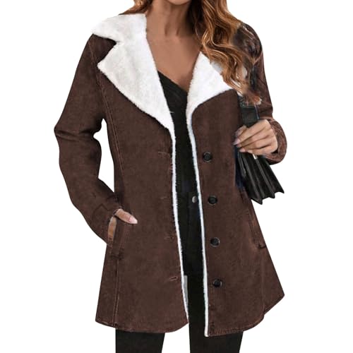 Angebote, Teddy Weste Damen Cardigan Damen Lang Winterjacke Steppjacke Leichte Winddicht Übergangsjacke Winter Warme Wintermantel Für Frauen Regenjacken Für Damen Regenjacke Damen(Braun,3Xl) von SHE.White