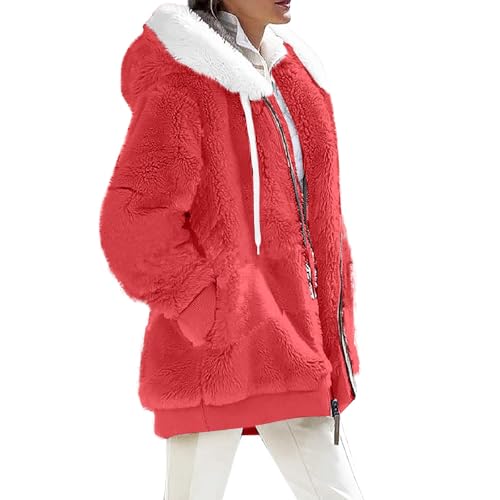 Angebote, Winterjacke Damen Grosse Grössen Skijacke Damen Winterjacke Steppjacke Leichte Winddicht Übergangsjacke Winter Warme Wintermantel Für Frauen Fleecemantel Damen Damen Jacke(2-Red,Xl) von SHE.White