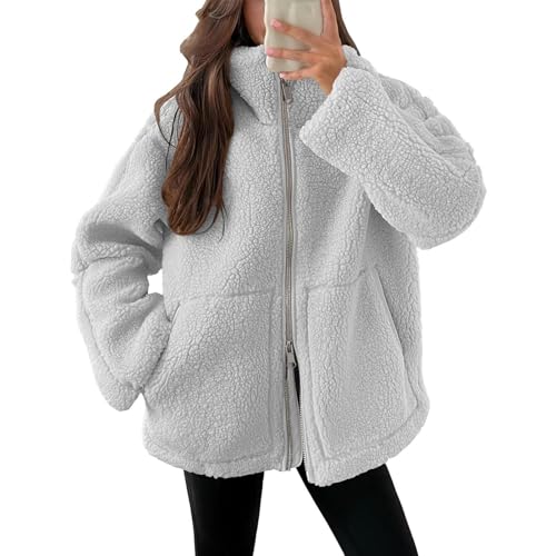 Angebote Des Tages Heute Blitzangebote, Jacke Damen Herbst Damen Jacke Winter Fleecejacke Übergangsjacke Winter Plüschjacke Mit Reißverschluss Mantel Langarm Wintermantel Winterjacke Winterparka von SHE.White