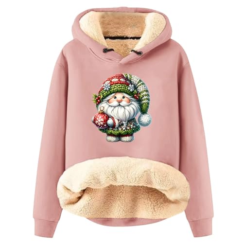 Angebote Des Tages Heute Deal, Pullover Damen Winter Oversize Hoodie Damen Damen Pullover Lustig Weihnachten Drucken Fleecepullover Winter Warme Kapuzenpullover Hoodie Teddy Jacke Heizpullover von SHE.White