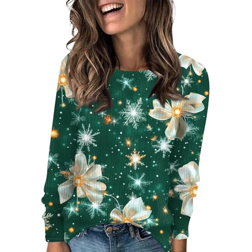 Black Friday, Tunika Damen Große Größen Damen Oberteile Elegant Weihnachten Drucken Bluse Lustig Xmas Pullover Merry Christmas Tops Sportlich Elegante Kleidung Hässliche Weihnachtspullover von SHE.White