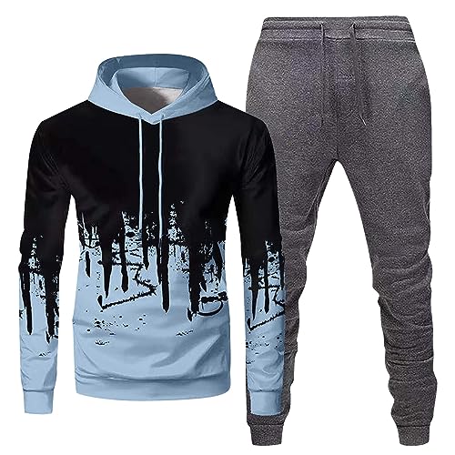 Blitzangebote, Jogginghose Herren Kurz Jogginganzug Herren Jogginganzug Herren Set 2-Teilig Set Zweiteilige Outfits Langarm Sweatshirt + Sweatpants Set Jogginghose Herren Baumwolle Jogginganzug Herren von SHE.White