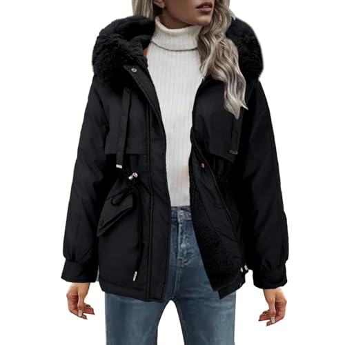 Blitzangebote Des Tages, Winterjacke Mädchen Strickjacke Herbst Winterjacke Steppjacke Leichte Winddicht Übergangsjacke Winter Warme Wintermantel Für Frauen Lederjacke Mit Fell Winterjacke Lang von SHE.White