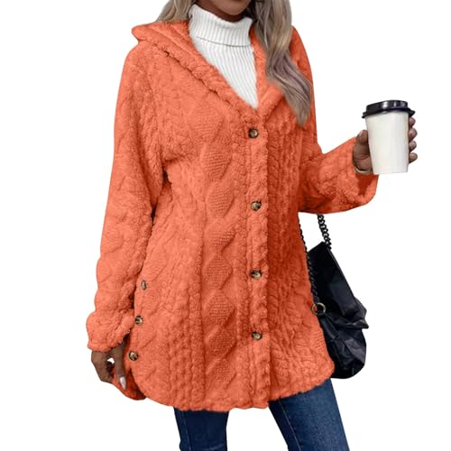 Blitzangebote des Tages, Damen Winterjacke Damen Strickjacke Damen Fleecejacke Einfarbig Lang Sherpa Sweatjacke Warm Oberteil Herbst Winter Sweatshirt Mantel Sweatjacke Mit Kapuze Kapuzenjacke von SHE.White