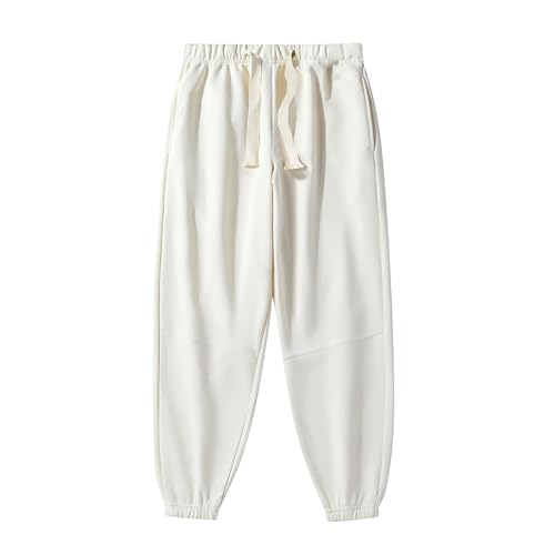 Deals of The Day, Gefütterte Hose Damen Satin Hose Damen Damen Baggy Jogginghose Hoher Taille Sweatpants Mit Taschen Outdoor Sporthose Loose Freizeithose Trainingsanzug Winter Hosen(A02 Beige,3XL) von SHE.White