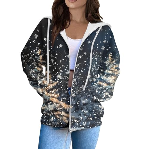 Gutscheine,Übergangsjacke Damen Weihnachtspullover Lustig Weihnachtsjacken Oversize Weihnachtsjacke Winter Weihnachten 3D Drucken Weihnachtspullover Flauschige Jacke damen Pullover Weihnachten von SHE.White