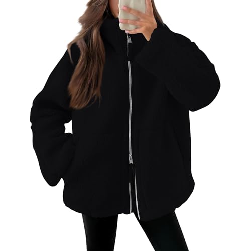 Gutscheine Zum Selber Ausfüllen, Jacke Fleecejacke Damen Lang Winterjacke Steppjacke Leichte Winddicht Übergangsjacke Winter Warme Wintermantel Für Frauen Pelzmantel Damen Pulli Damen(2-Black,M) von SHE.White