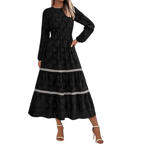 Gutscheine Zum Selber Ausfüllen, Pulloverkleid Damen Kleider Damen Damen Freizeitkleid Mit Gestreiftes Und Flower Druck Casual Boho Cocktailkleid Kleid Hochzeitsgast Damen Etuikleid(Schwarz,L) von SHE.White