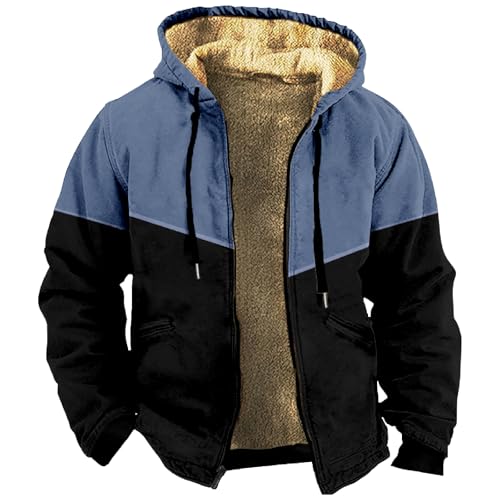 Gutscheine Zum Selber Ausfüllen, Winterjacke Herren Herren-Jacken Winterjacke Fleece Cardigan Kapuzenjacke Winter Kapuzenpullover Warme Langarm Jacke Sweatjacke Gefüttert Kapuzenpullover(Blue,M) von SHE.White