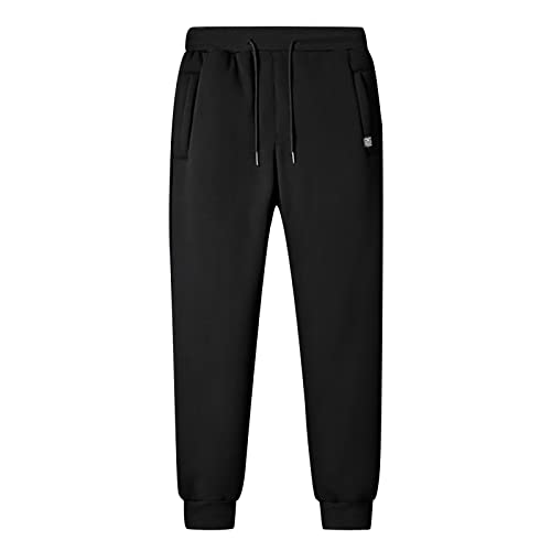 Jogginghose Herren Langgröße Männer Warme Fleece Jogginghosen Thermo Baumwolle Sherpa Gefütterte Sweathose Sporthose Herren Lang Wärmer Ogginghose Herren Winter(3-Black,3XL) von SHE.White