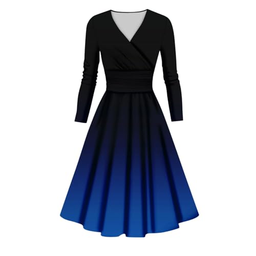 Kleid Damen Sommer Maxikleider Damen Sommer Strickkleid Damen Schwarz Abendkleider Lang Glitzer Kleider Damen Alltag Sommer Festlische Kleider Weiße Kleider Kleider Große 50(2-Royal Blue, 3XL) von SHE.White