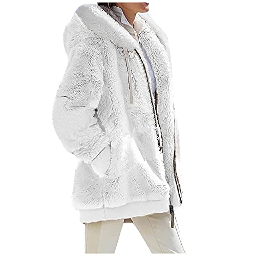 Kuschelige, Dicke Strickjacke Christmas Pullover Strickjacken Für Damen Lang Mäntel Für Damen Frühling Blazer Damen 46 Long Pullover for Women Gefütterte Sweatjacke Golf Jacke(2-White, S) von SHE.White