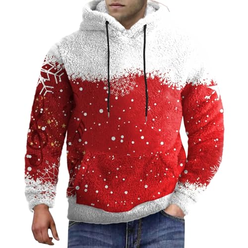 Meine Bestellung, Weihnachtsoutfit Weihnachtspulli Familie Set Weihnachts Hoodie 2024 3D Weihnachten Druck Kapuzenpullover Lustig Weihnachtspulli Norweger Pulli Herren Weihnachten Männer(Red,Xxl) von SHE.White