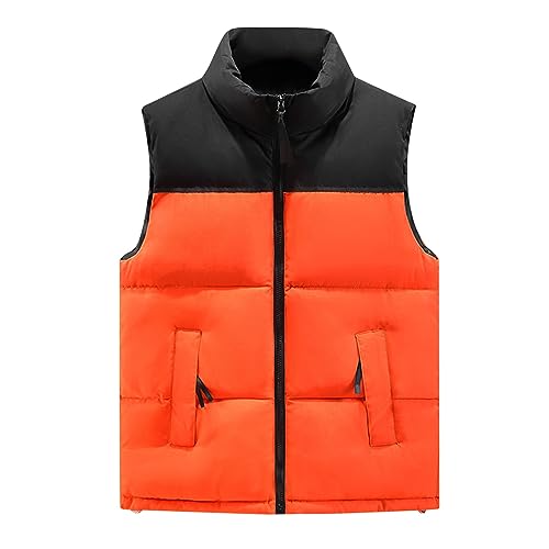 Meine Bestellungen Anzeigen, Fleecejacke Laufweste Steppweste Winter Softshell Fleece Weste Wasserdicht Winddichte Ärmellose Fleecejacke Midlayer Herren Teddy Weste(Orange,XXL) von SHE.White