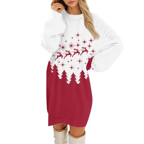 Meine Bestellungen Anzeigen, Kleider Damen Herbst Winter Abendkleider Weihnachtskleid Fleece Pullover Kleid Weihnachtsmotiv Partykleid Weihnachts Party Dresses Dresses For Women Kleid Weiß Lang von SHE.White