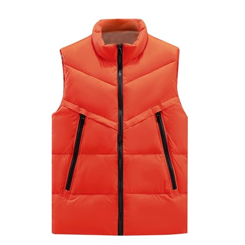 Meine Bestellungen Anzeigen, Laufweste Herren Weste Steppweste Winter Softshell Fleece Weste Wasserdicht Winddichte Ärmellose Fleecejacke Thermoweste Herren Midlayer Herren(Orange,M) von SHE.White