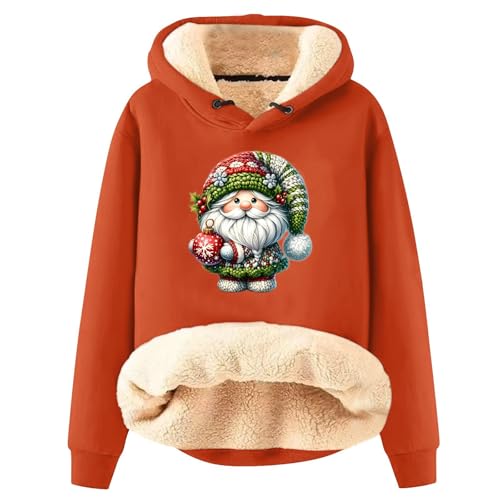 Outlet Angebote, Damen Pullover Winter Sweatshirt Damen Baumwolle Damen Pullover Lustig Weihnachten Drucken Fleecepullover Winter Warme Kapuzenpullover Hoodie Fleece Hoodie Damen Teddy Hoodie Damen von SHE.White