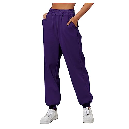 Outlet Angebote Sale, Sporthose Damen Mountainbike Hose Damen Damen Baggy Jogginghose Hoher Taille Sweatpants Mit Taschen Outdoor Sporthose Loose Freizeithose Weite Jogginghose Wollhose von SHE.White