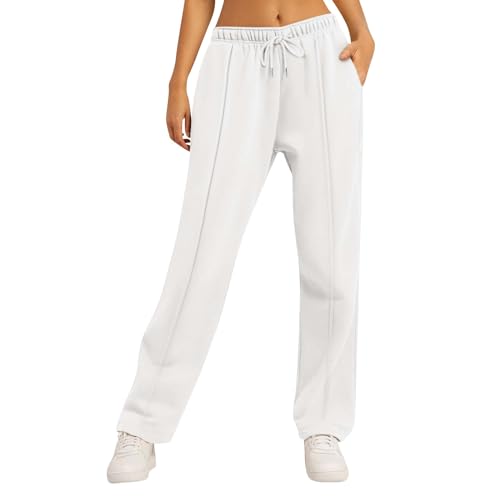 Outlet Angebote Sale, Winterhose Damen Rote Hose Damen Damen Baggy Jogginghose Hoher Taille Sweatpants Mit Taschen Outdoor Sporthose Loose Freizeithose Hosen Weite Jogginghose Damen von SHE.White