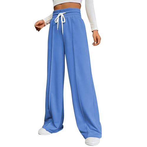 Retourenkauf Angebote, Damen Weites Bein Yogahose Y2K Weite Hose Palazzo Pants High Waist Weite Hosen Mit Taschen Elegant Damenhose Weite Hose Damen Lang Stoff Warme Hose Damen(Royal Blue,M) von SHE.White