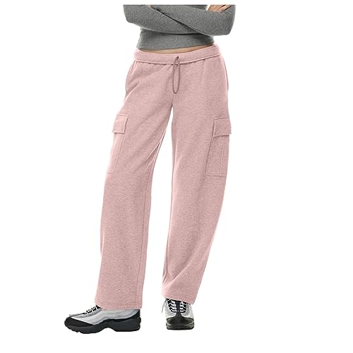 Retourenkauf Angebote, Yogahose Damen Lang Glitzer Hose Damen Baggy Jogginghose Hoher Taille Sweatpants Mit Taschen Outdoor Sporthose Loose Freizeithose Jogginghose Baggy Winter Hosen Damen von SHE.White