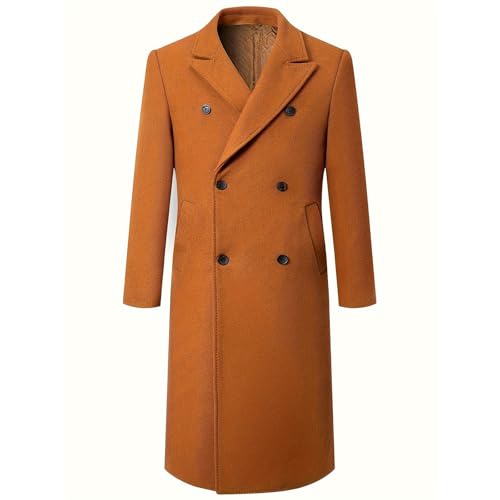 SHE.White Angebote, Herren Jacke Winter Winter Mantel Herren Wollmantel Herren Revers Mittellang Wintermantel Slim Fit Winddicht Herrenmantel Lammfelljacke Herren Trenchcoat Herren Lang(Camel,3XL) von SHE.White