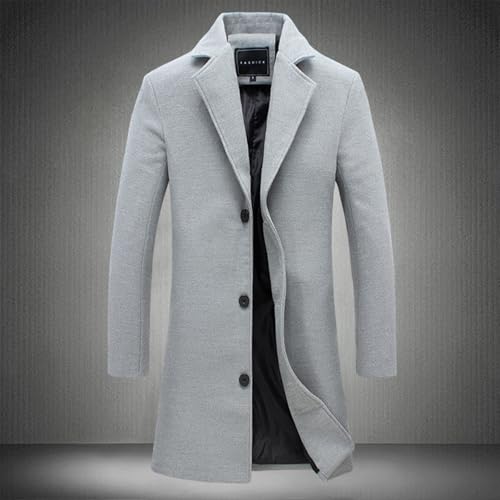 SHE.White Angebote, Winterjacke Winterparka Herren Wintermantel Herren Casual Slim Fit Wollmantel Herrenmantel Business Oberbekleidung Mantel Herren Lang Jogginganzug Herren Set(Light Gray,XXXXL) von SHE.White