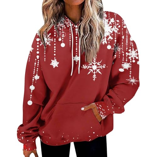 SHE.White Angebote des Tages Heute, Fleecepullover Damen Damen Hoodie Mit Kapuze Weihnachtspullover Lustig 3D Drucken Weihnachts Christmas Pulli Damen Weihnachtspullover Hoodies Damen von SHE.White