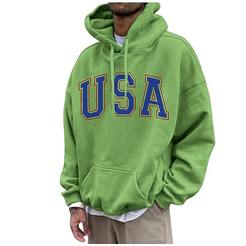 SHE.White Blitzangebote, Hoodies Fleecepullover Herren Hoodie Herren Langram Mode Einfarbig Briefe Drucken Kapuzenpullover Y2K Outdoor Hoody Pullover Couple Hoodie Hoody Männer(Green,5XL) von SHE.White