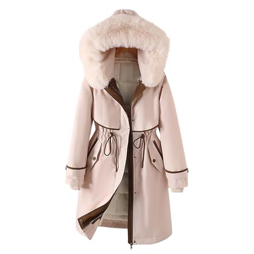 SHE.White Blitzangebote, Teddyfleece Jacke Damen Jacke Winterjacke Steppjacke Leichte Winddicht Übergangsjacke Winter Warme Wintermantel Für Frauen Mantel Schwarz Damen Damen Jacke(Beige,6Xl) von SHE.White