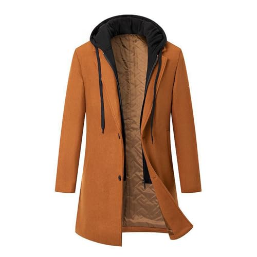 SHE.White Blitzangebote, Winter Jacket Men Jacke Herren Winter Mantel Herren Lang Revers Wollmantel Trenchcoat Übergangsjacke Winddicht Wintermantel Strickweste Herren Mantel Herren(Camel,S) von SHE.White