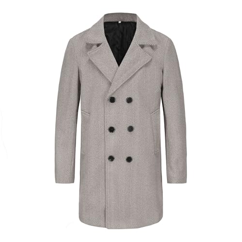 SHE.White Deals of The Day, Jacken Herren Softshelljacke Herren Wollmantel Herren Revers Mittellang Wintermantel Slim Fit Winddicht Herrenmantel Mantel Herren Slim Fit Herren Outfit(Gray,M) von SHE.White