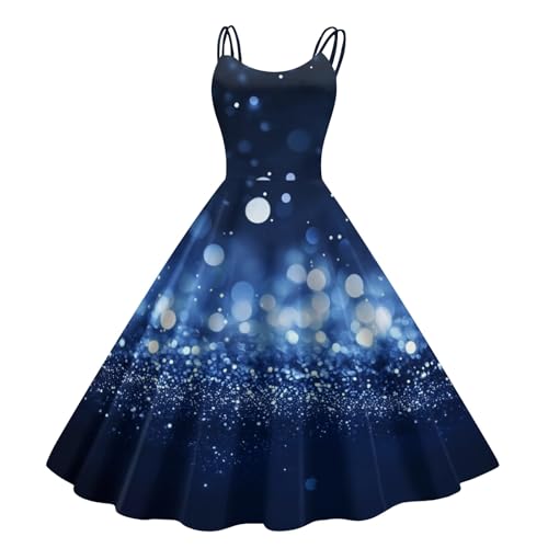 SHE.White Discounter Merch, Damen Kleider Weihnachtskleider Lustig Weihnachten Cocktailkleid Ugly Weihnachtsmotiv Festlich Partykleid Damen Weihnachtskleid Kleid Weiß Lang(Blue,XXL) von SHE.White