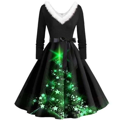 SHE.White Goldenes Kleid Damen Kostüm Fee Mädchen Maxikleider Schwarzes Kurzes Kleid Wickelkleid Damen Hochzeit Firmungs Kleider Damen Kurzes Abendkleid Damen Kleid Mittelalter(3-Green, S) von SHE.White