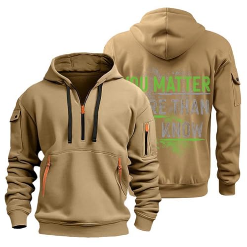 SHE.White Meine Bestellung, Männer Pullover Fleecepullover Herren Hoodie Herren Oversize Kapuzenpullover Winter Langarm Kapuzenpulli Warme Hoody Pullover Weiß Sweatjacke Herren Mit Kapuze(Khaki,3XL) von SHE.White