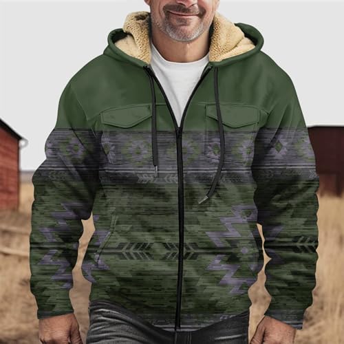 SHE.White Outlet Angebote, Winterjacke Herren Herren Übergangsjacke Winterjacke Fleece Cardigan Kapuzenjacke Winter Kapuzenpullover Warme Langarm Jacke Warme Jacke Steppjacke(Green,L) von SHE.White