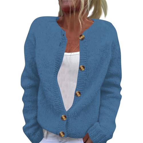 SHE.White Outlet Angebote Sale, Trachtenjacke Damen Damen Pullover Herbst Strickjacken Für Damen Cardigan Strickjacke Strickmantel Valentinstag Gestricktes Sweater Blaue Strickjacke Strickweste Lang von SHE.White