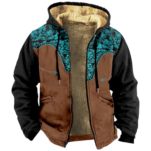 SHE.White Retourenkauf Angebote, Übergangsjacke Herren Herren Jacke Winterjacke Fleece Cardigan Kapuzenjacke Winter Kapuzenpullover Warme Langarm Jacke Sweatjacke Gefüttert Herren Jacke(Blue,4XL) von SHE.White