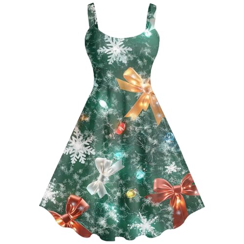 SHE.White Sale Angebote, Festliche Kleider Kleider Damen Weihnachtskleider Lustig Weihnachten Cocktailkleid Ugly Weihnachtsmotiv Festlich Partykleid Rotes Kleid Damen Kostüm Damen(Dark Green,3XL) von SHE.White