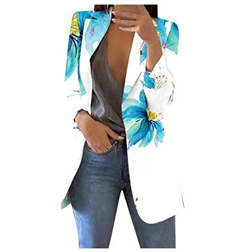 SHE.White Veste Strandkimonos Damen Softshellmantel Damen Pestdoktor Mantel Lange Blazer Damen Strickkleid Damen Mantel Knielang Jacken Outdoor(2-Sky Blue, 4XL) von SHE.White