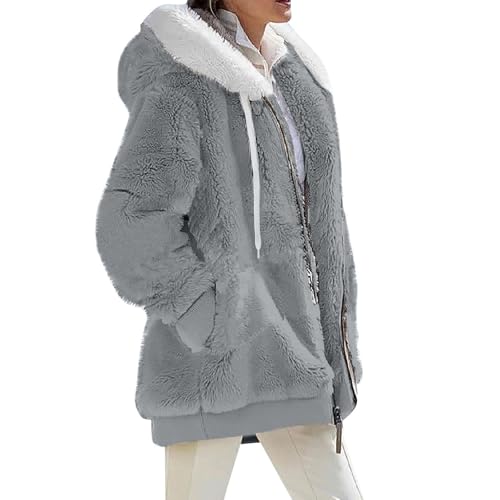 SHE.White Warehouse Deal, Winterjacke Damen Lang Fleecepullover Damen Winterjacke Steppjacke Leichte Winddicht Übergangsjacke Winter Warme Wintermantel Für Frauen Pulli Damen Herbst Wollmantel Damen von SHE.White