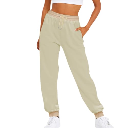 Sale, Jogginghose Reha Hose Damen Mit Reissverschluss Damen Baggy Jogginghose Hoher Taille Sweatpants Mit Taschen Outdoor Sporthose Loose Freizeithose Open Leg Jogger Hausanzug Damen Baumwolle von SHE.White